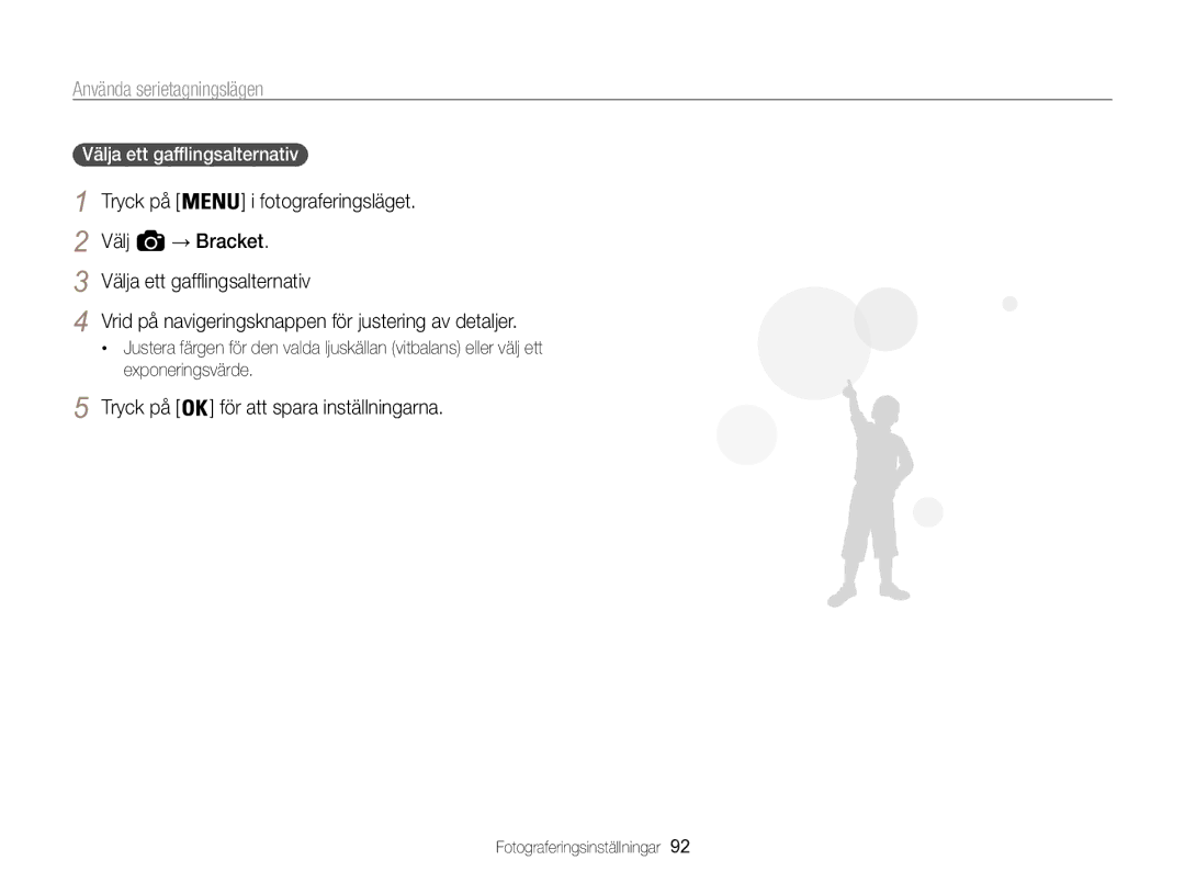 Samsung EC-WB850FBPBE2 manual Välja ett gafflingsalternativ , Vrid på navigeringsknappen för justering av detaljer 